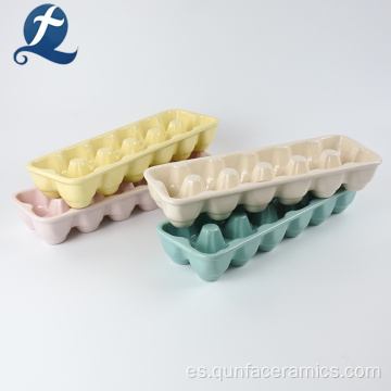 Placa de huevo de cerámica moteada de colores